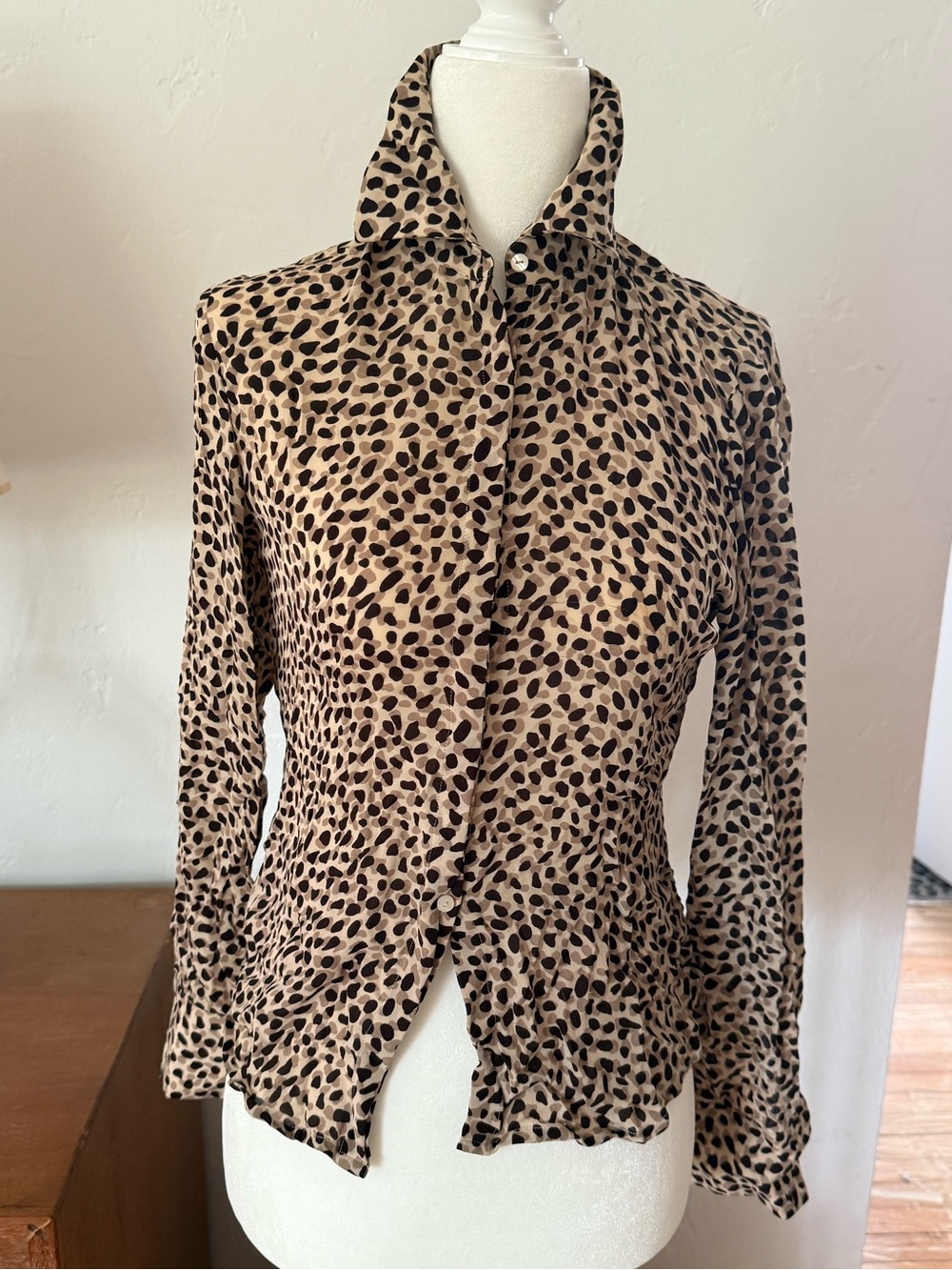 Brooks Brothers Leopard Silk Blouse in Beige and Black